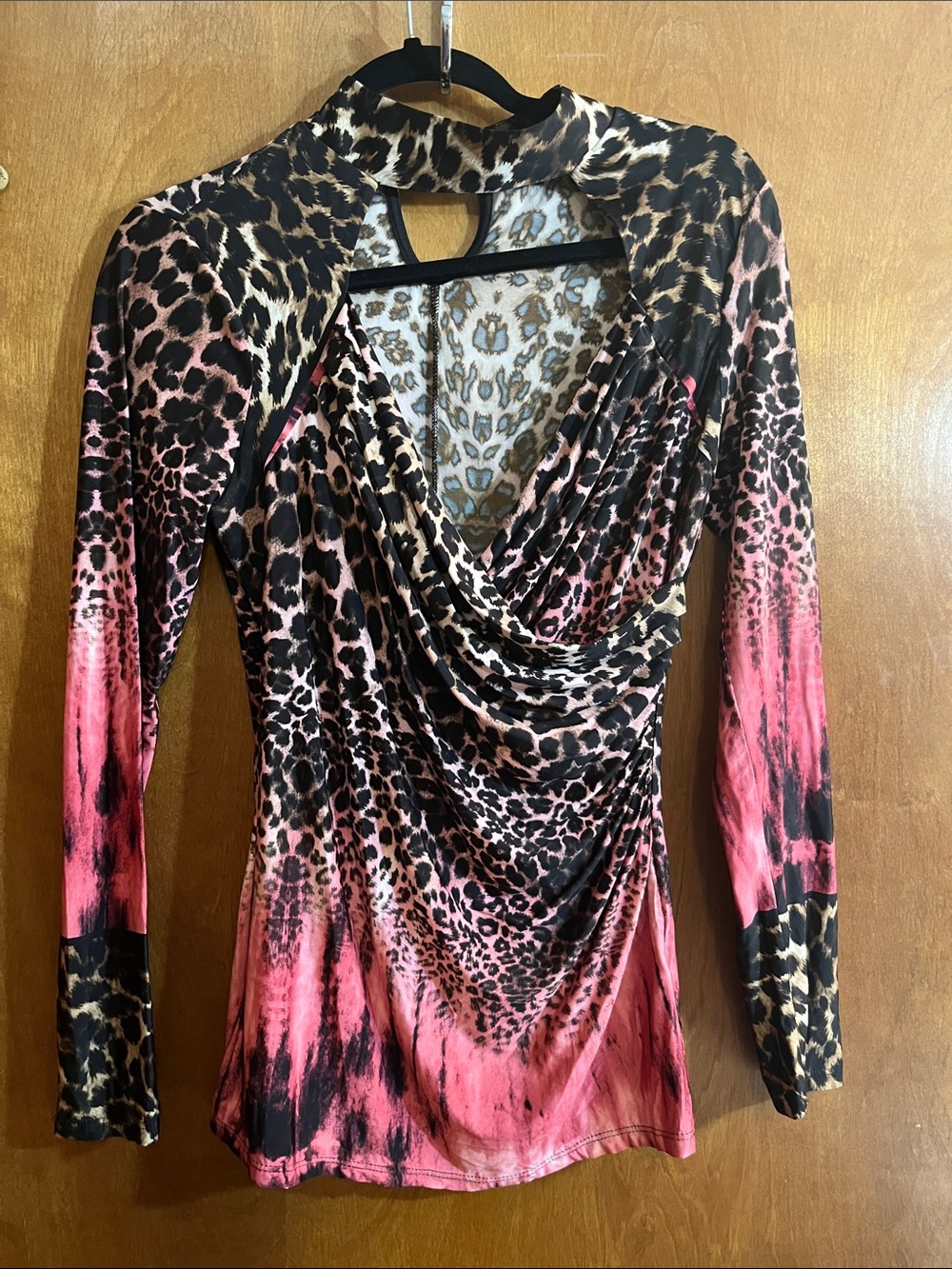 VENUS Pink and Black Leopard-Print Long Sleeve Drape Top Bundle
